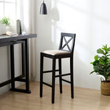 Bar Chair Counter Height Stool with Backrest, Padded Seat & Footrest, Wood Kitchen Island Chair, W2582P170703