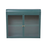 Army Green 2-Door Wall-Mounted Metal Storage Cabinet with Tempered Glass Doors & Shelves for W3122P272930