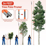 26ft Manual Pole Saw, Lightweight Tree Trimmers Long Handle Pruner Set, Sharp Steel Blade and 89490209