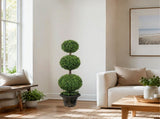 4FT Artificial Triple Ball Boxwood Topiary Trees Outdoor Ball-Shaped Boxwood, Fake Plants, Home W2945P578008