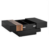 ON-TREND 31.4'' x 31.4'' Square Coffee Table with Sliding Tabletop, High Gloss Center Table with N721P180696B