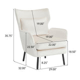 Wing Back Velvet Accent Chair, Modern Living Room Armchair Comfy Upholstered Single Sofa Chair for N765P197510W