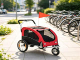 Red 2 in 1 Dog Bike Trailer Foldable Pet Stroller with Suspension, for Medium Dogs Outdoor Cycling 79931247