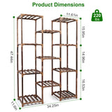 ZNTS Multi-tier Wooden Plant Stand 11 Potted Flower Display Shelf Rack Vase Holder for Patio Balcony 57384920