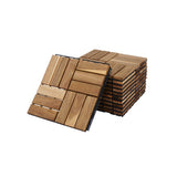 30 PCS Interlocking Deck Tiles Checker Pattern, 12" x 12" Square Yellow Acacia Hardwood Outdoor 48448953