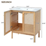 30-inch bathroom vanity crafted from natural materials, featuring handmade rattan doors and WF530472AAD