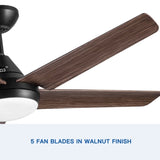 ZNTS 48 In Intergrated LED Ceiling Fan Lighting with Brown Wood Grain ABS Blade W1367P171191