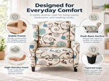 Floral Print push-back Recliner Chair, Upholstered Wingback Accent Chair with Padded Arms and Wooden B2766P587919