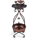 Copper Solar Bird Bath Feeder Combo with Flower Planter Pedestal and Solar Lights 92400841
