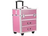 4 Tier Lockable Cosmetic Makeup Train Case with Extendable Trays Pink 80010757