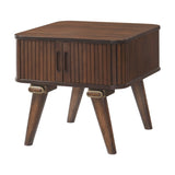 1pc Storage End Table Walnut Finish Tambour Doors Modern Living Room Furniture B011P287324