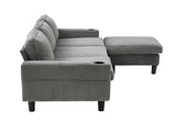 light grey color knock down 3-seat combo sofa with storage ottoman for living room apartment bedroom W2603P376266