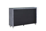 1pc Glam 9-Drawer Dresser w Tempered Glass Top Velvet Tufted Drawer Front Faux Crystal Drawer Knobs B011P228579