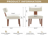 064-Set of 2 Linen Fabric Modern Armless Dining Chairs With Curved backrest and Solid Wooden Legs 98421973