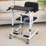 Patient Lift Transfer Chair, Bathroom Wheelchair w/180&deg Split Seat and Potty 83445662