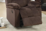 ZNTS Motion Recliner Chair 1pc Rocker Recliner Couch Living Room Furniture Chocolate Padded Suede Metal B011P163887