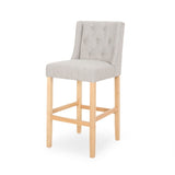 Vienna Contemporary Fabric Tufted Wingback 31 Inch Counter Stools, Set of 2, Light Grey and Natural 64854.00LGRY