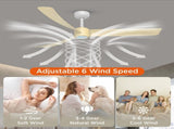 52 Inch Ceiling Fans with Lights Led Remote Control Low Profile Flush Mount for Living Room Bedroom 49155630