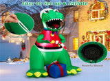 6FT Inflatable Christmas Dinosaur Santa Hat/Vest Gift Boxes, Bright LED Lights, Waterproof 30198205