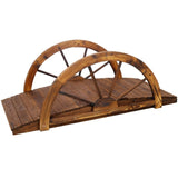 3.3ft Wooden Garden Bridge Arc Footbridge with Half-Wheel Style Railings & Solid Fir Construction, W465P221160