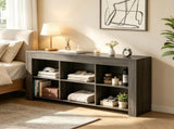 Rustic Wood Console Table with 6 Storage Cubes 64269160