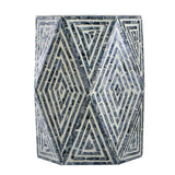 16x14x18" Hexagon Garden Stools, Unique Capiz Accent Side Table, Black/White W2078P290103