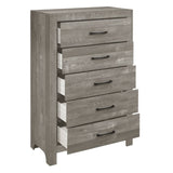 Rustic Design Gray Finish 1pc Chest with Storage Drawers Black Metal Hardware Bedroom Furniture B01146553