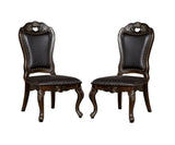 ZNTS Traditional Classic Design 2pcs Side Chairs Walnut Solid wood Dining Room Dark Brown Leatherette B011P234724