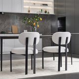 Modern Dining Room Chairs Set of 2, Mid-Century Upholstered Boucle Kitchen Dining Chairs with Black W3244P296972