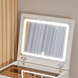 3-in-1 dressing table with flip mirror and light, small dressing table set with visible glass 52844477