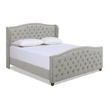 ZNTS Marcella Upholstered Shelter Headboard Bed Set, King, Silver Grey Polyester B2719P238222