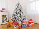 7 ft Pre-Lit Snow-Flocked Artificial Christmas Tree with 400 Warm and Cool White LED Lights, Remote 77874353
