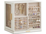 360&deg Rotating 5-Drawer Jewelry Box with Glass Window, White 16852629