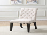 Set of 2 Fabric Upholstered Dining Side Chairs, Beige and Smokey Black B016P369245