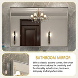 36x24inch Glossy Brushed Silverd Mirror For Bathroom Rectangular Wall Bathroom Mirror Metal W2091P214080