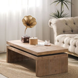 Natural Wood Living Room Table Versatile Coffee Table 2-Tiered Wood Tabletop Table 47.6" L 23.6" W W2729P198991