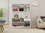 71" Kitchen Pantry Storage Cabinet with Microwave Oven Countertop, Freestanding Hutch Cabinet with W282108555