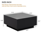 ON-TREND Square High Glossy Coffee Table with 16-color LED Strip Lights, Modern Center Table with N721P191980B
