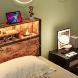 Twin Size Bed Frame with Storage Headboard, Metal Platform Bed with Charging Station, Bookcase W840P294072