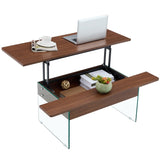 43.3-inch coffee table with lifting function - Combining walnut wood grain with W1512P316123