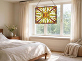 Tiffany Style Stained Glass Window Panel, 20x21 in Large Vertical Rectangle Hanging Transom Panel 60351235