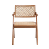 Casual Stylish Rattan Arm Chairs Set of 2 Natural Finish Mid-Century Modern Kitchen Dining Furniture B2741P333533