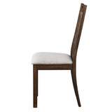 Set of 2 Rustic Dining Chairs, Farmhouse Side Chairs with Slatted Back, Upholstered Seat, Weathered W2537P369835