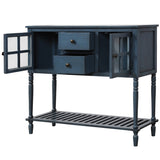 Sideboard Console Table with Bottom Shelf, Farmhouse Wood/Glass Buffet Storage Cabinet Living Room 49268147