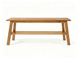 Light Brown Pine Wood Dining Bench with Storage Shelf, 100*30*45.5cm 85132120