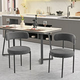 Grey Boucle Dining Chairs Set of 2,Mid-Century Modern Curved Backrest Chair,Round Upholstered W2533P170094