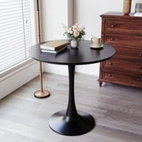 Black Round Table, Modern Dining Table, MDF Top and Steel Base Tulip Round Kitchen Table, Mid W2641P212234