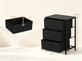 3-Layer Fabric Storage Cabinet, Vertical Narrow Dresser Tower with Smooth Metal Glide Drawers, 26114045