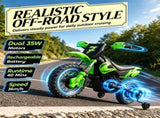 12V Kids Motorcycle 2 x 35W Electric Dirt Bike with Training Wheels Rear Suspension Horn Green 08853533