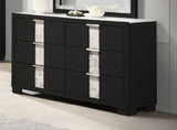 1pc Contemporary Dresser Six Drawers Metal knobs Black White Finish Bedroom Wooden Furniture B011P255295
